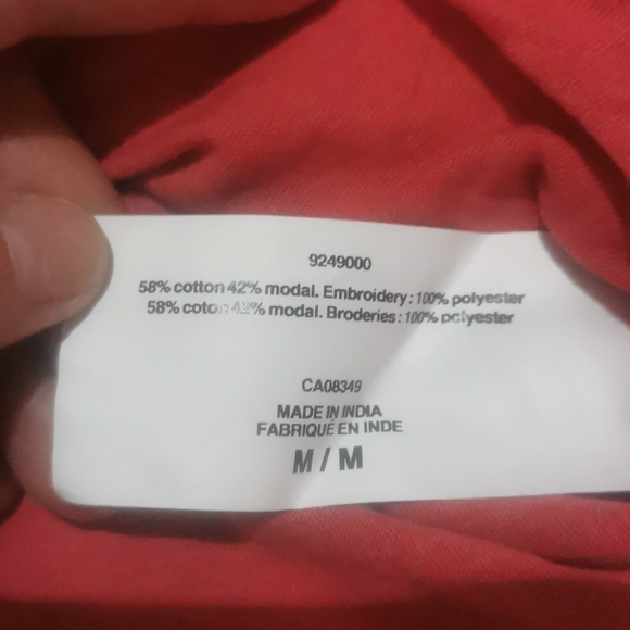 Ella Moss Medium New pinkish red smock style T shirt short sleeves embroidery M - Picture 6 of 11